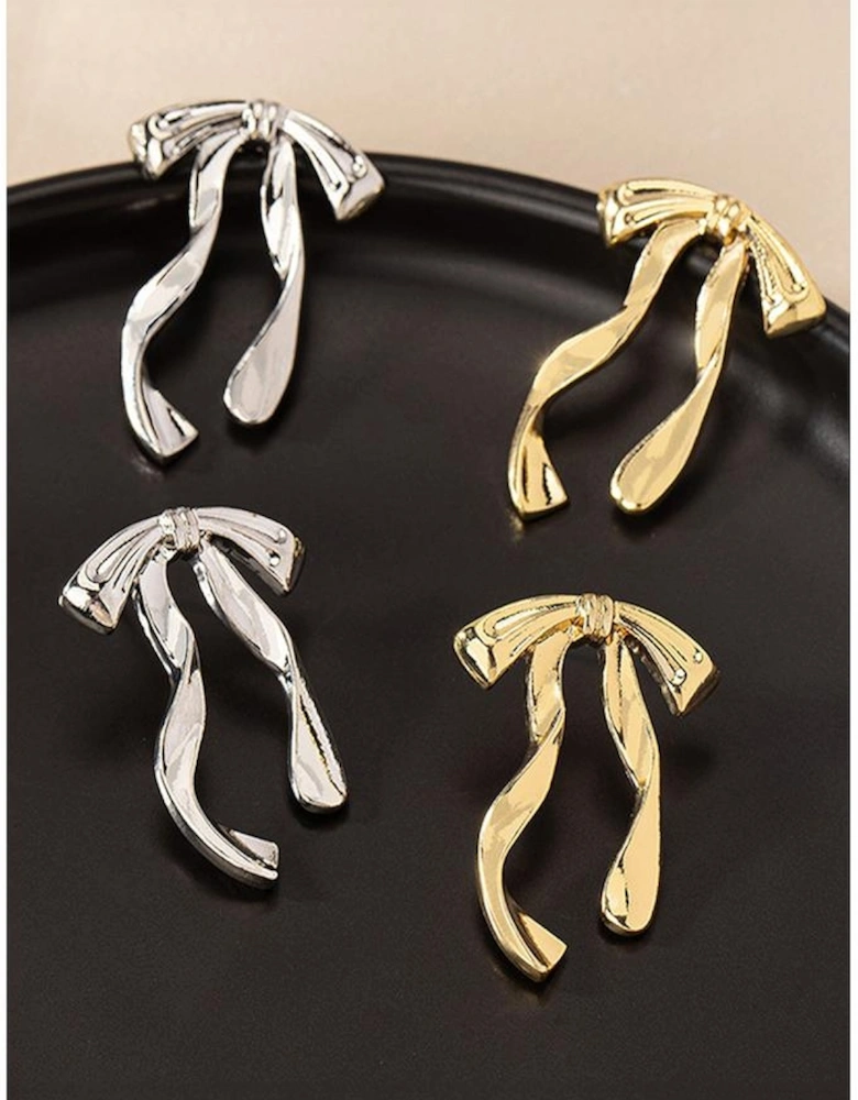 Gold Bow Knot Plated Alloy Stud Earrings