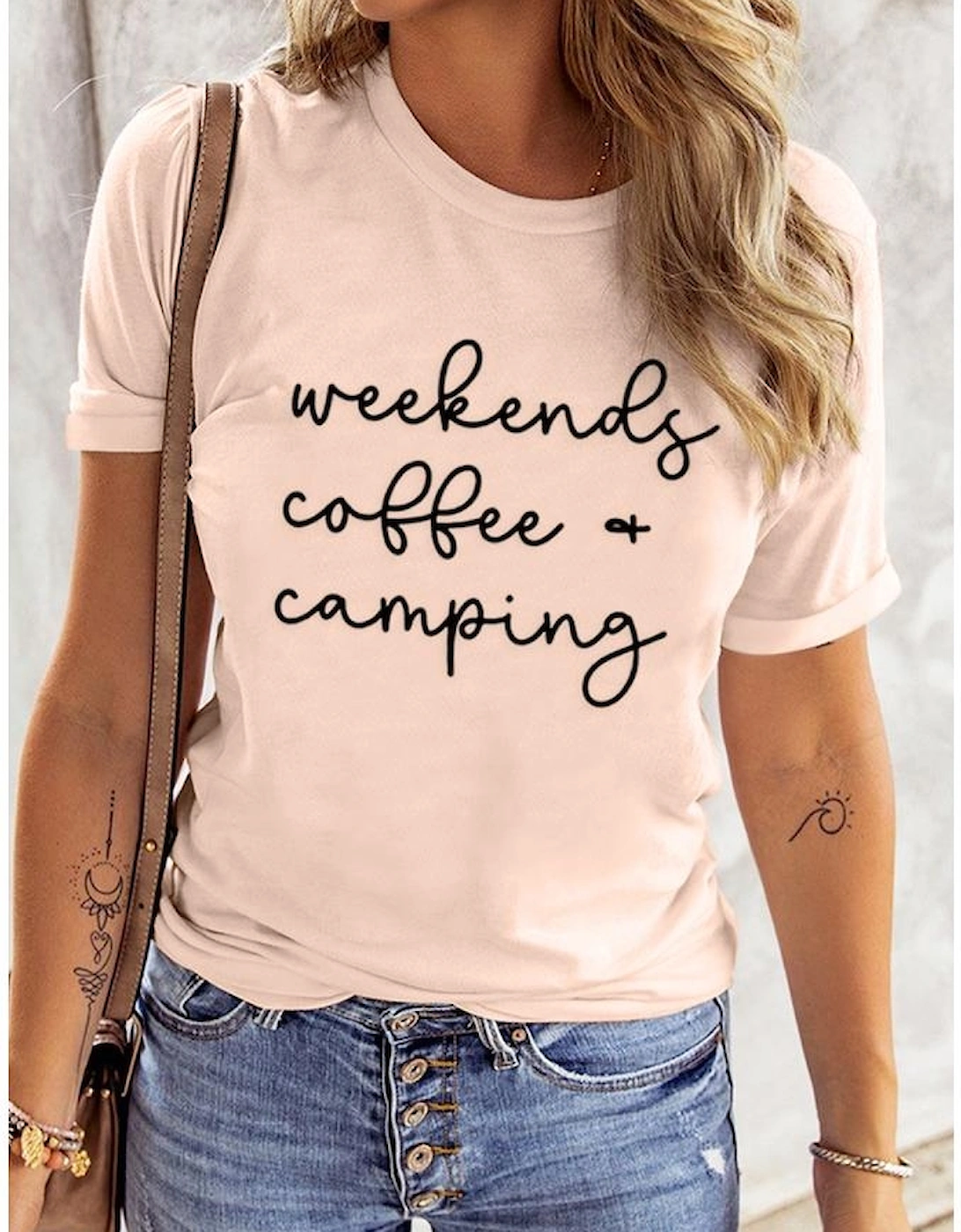 Azura Exchange Printed Short Sleeve T-Shirt for Weekends Coffee & Camping