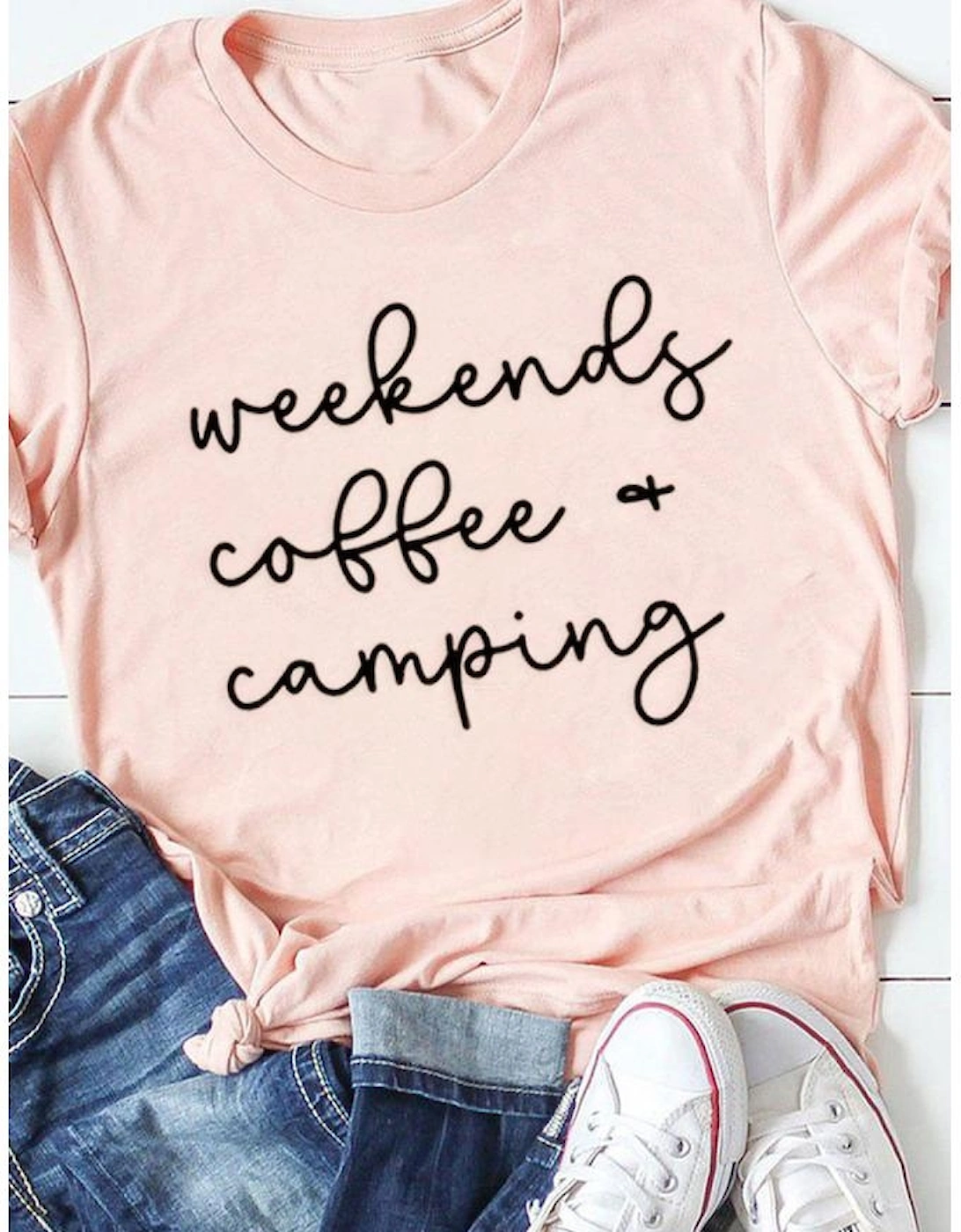 Azura Exchange Printed Short Sleeve T-Shirt for Weekends Coffee & Camping