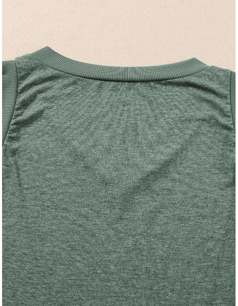 Mist Green Ribbed V Neck Tank