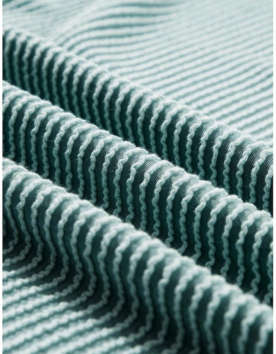 Light Blue Corded Colorblock Drop Shoulder Loose Top