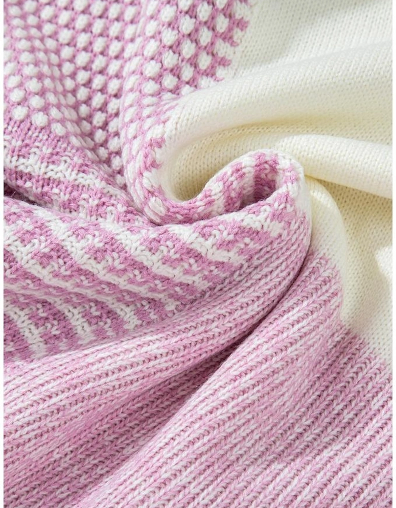 Bonbon Neutral Colorblock Tie Back Sweater