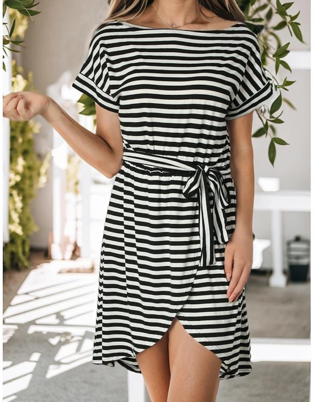 Azura Exchange Short Sleeve T-Shirt Dress with Wrapped Hemline