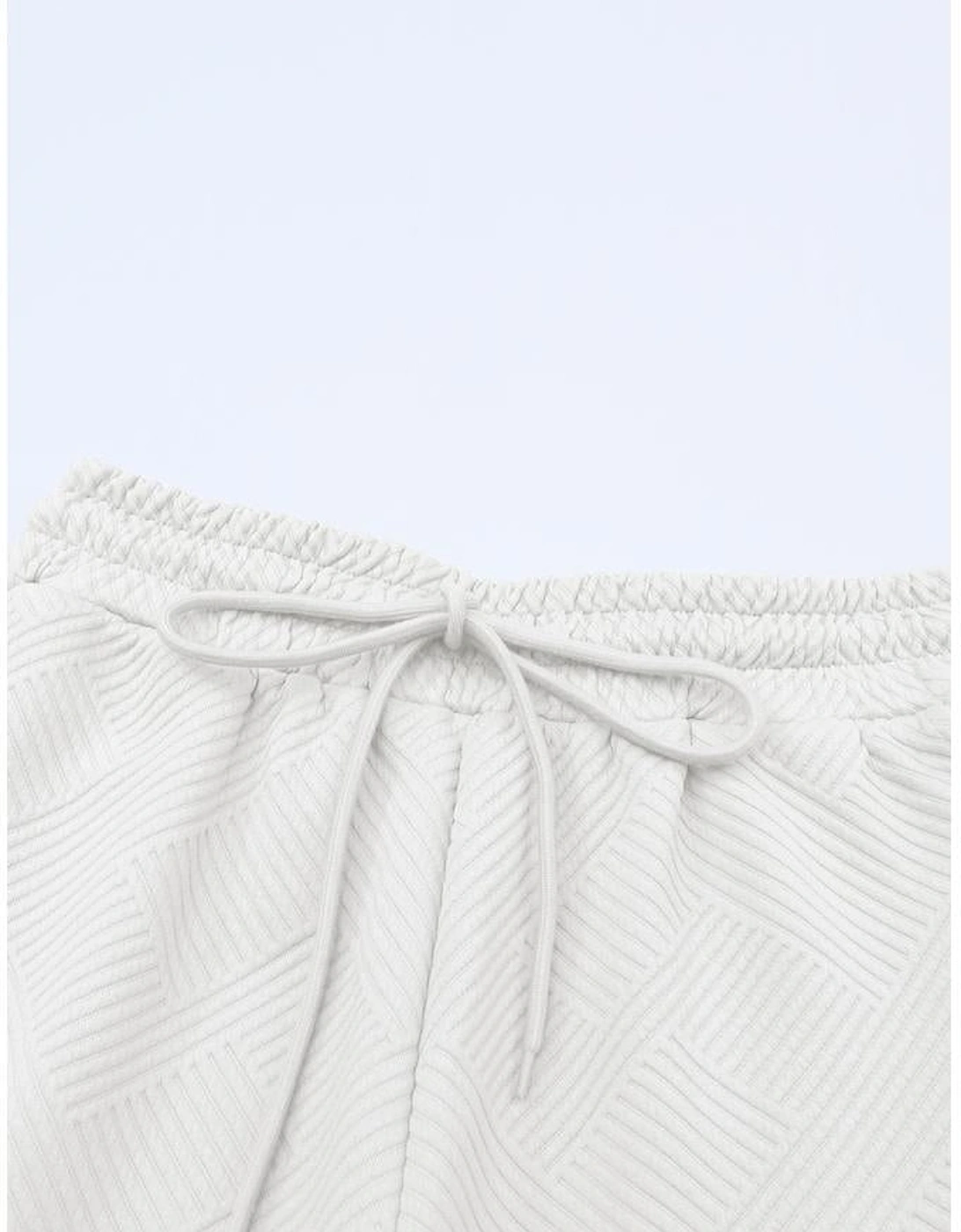 Bright White Textured Loose Fit T Shirt and Drawstring Pants Set