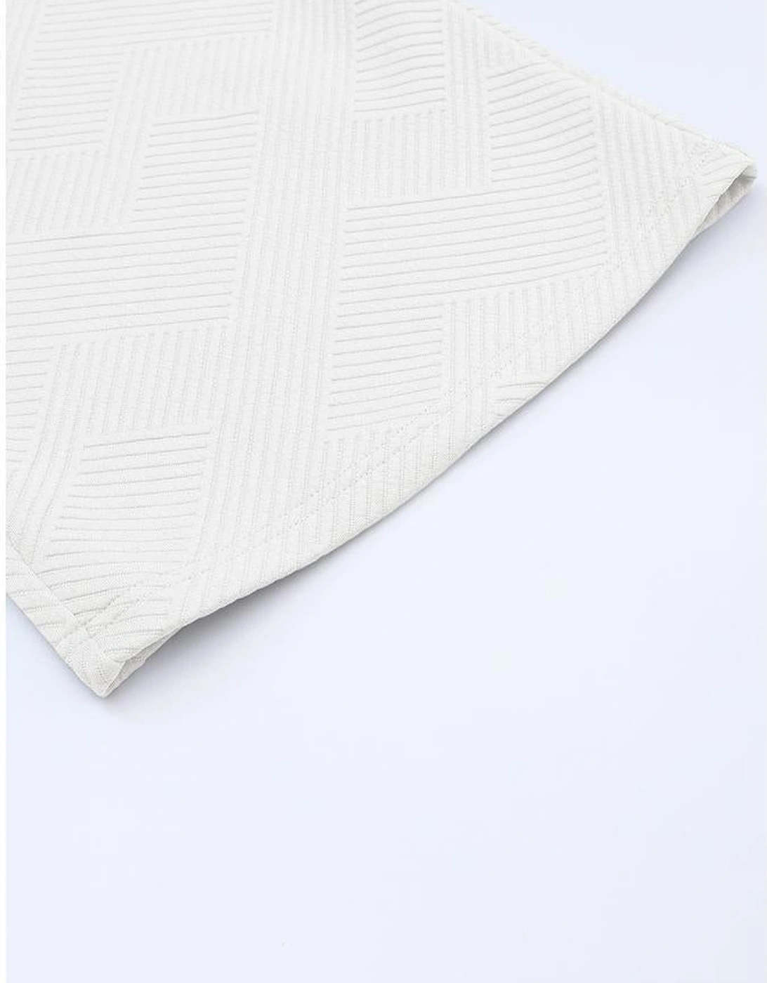 Bright White Textured Loose Fit T Shirt and Drawstring Pants Set