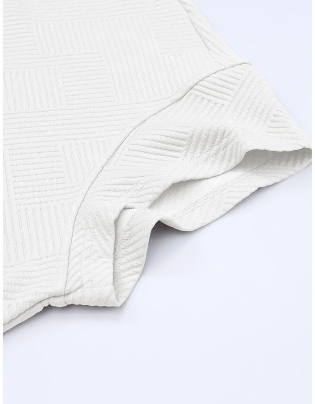 Bright White Textured Loose Fit T Shirt and Drawstring Pants Set