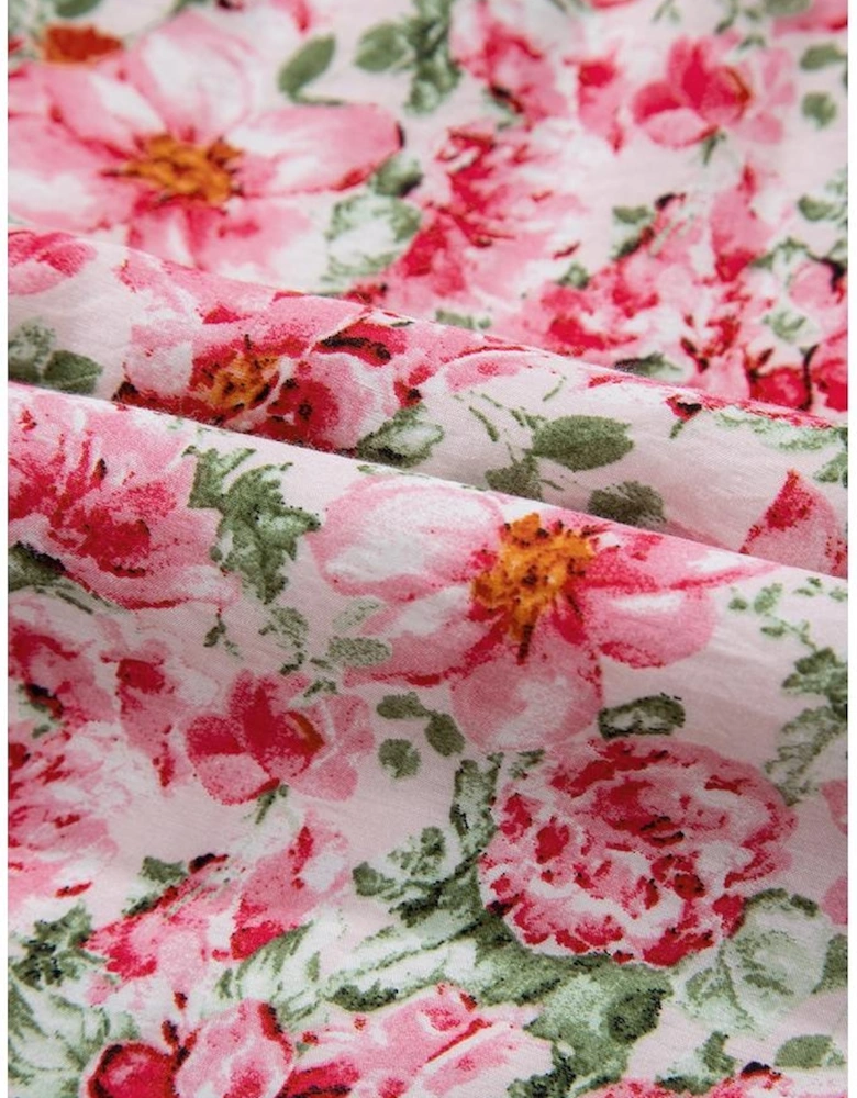 Pink Floral Lace Tied Strap Empire Waist Maxi Dress