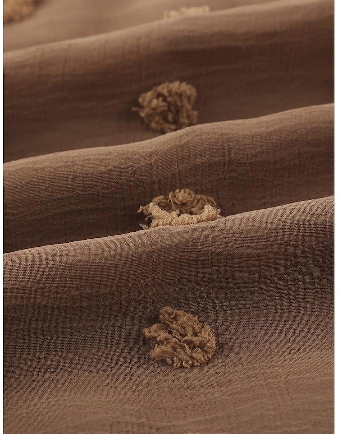 Brown Long Sleeve Button Fuzzy Polka Dot Shirt