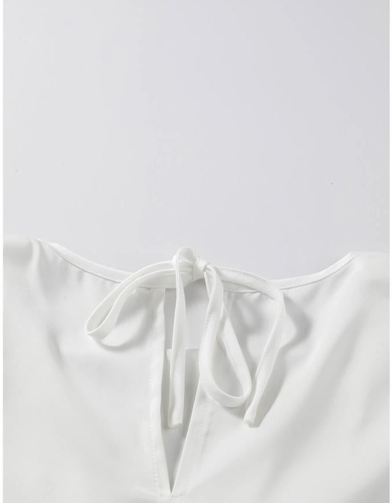 Azura Exchange White Cowl Neck Long Sleeve Elegant Blouse