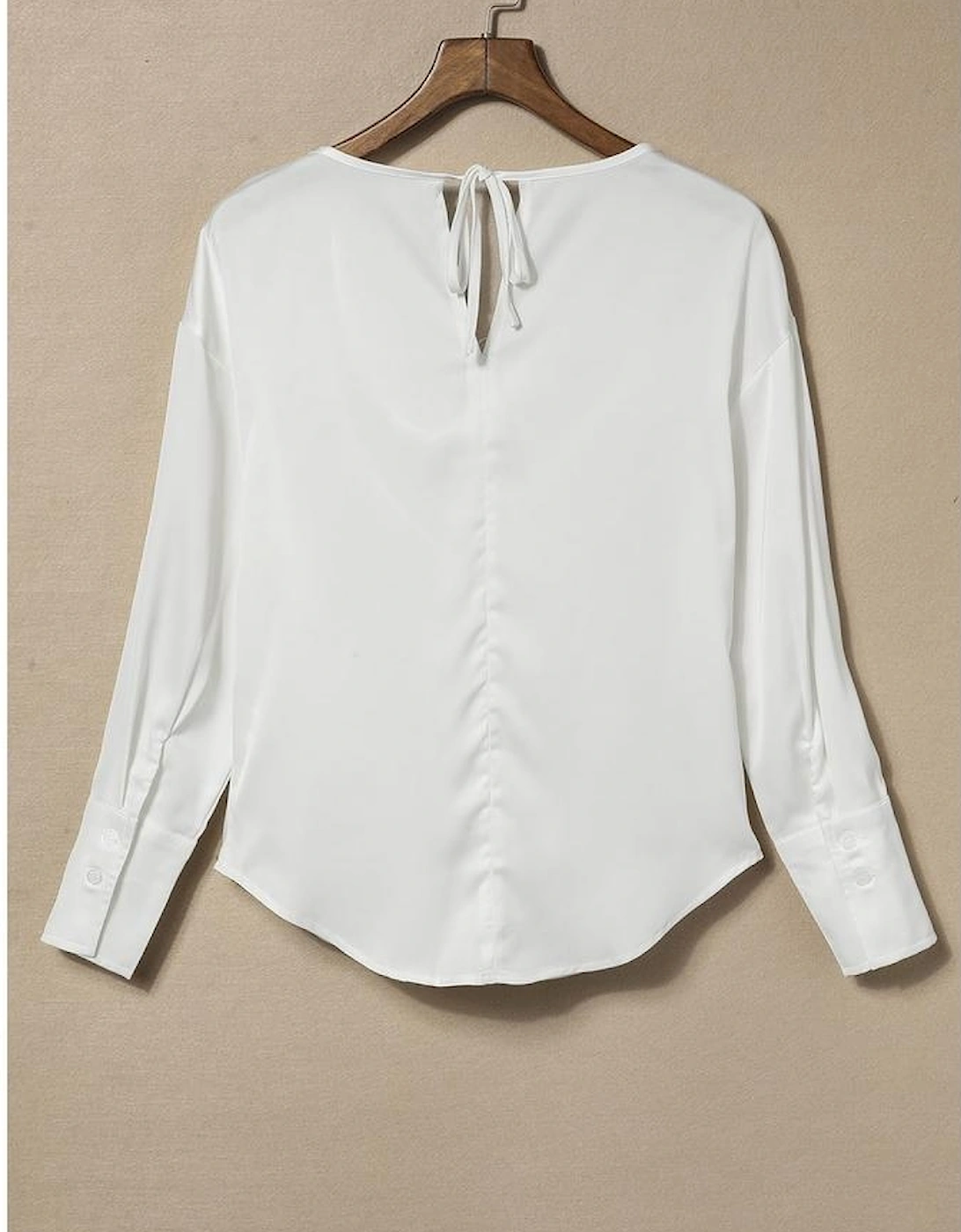 Azura Exchange White Cowl Neck Long Sleeve Elegant Blouse