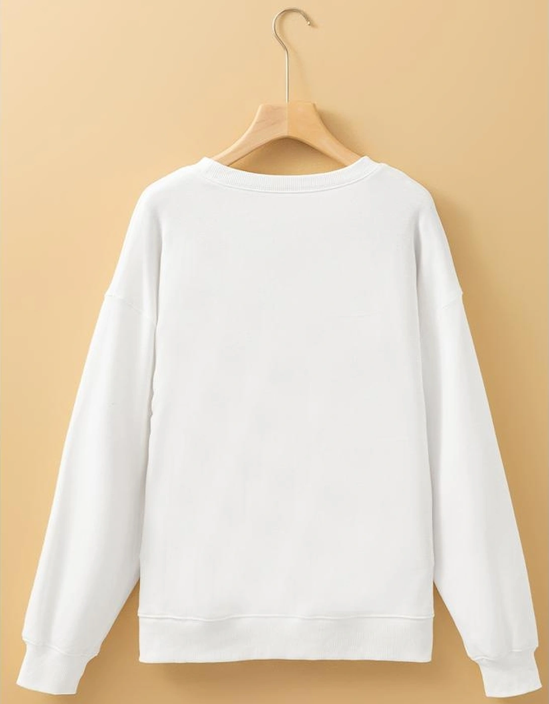 Beige MERRY Christmas Printed Drop Shoulder Pullover Sweatshirt