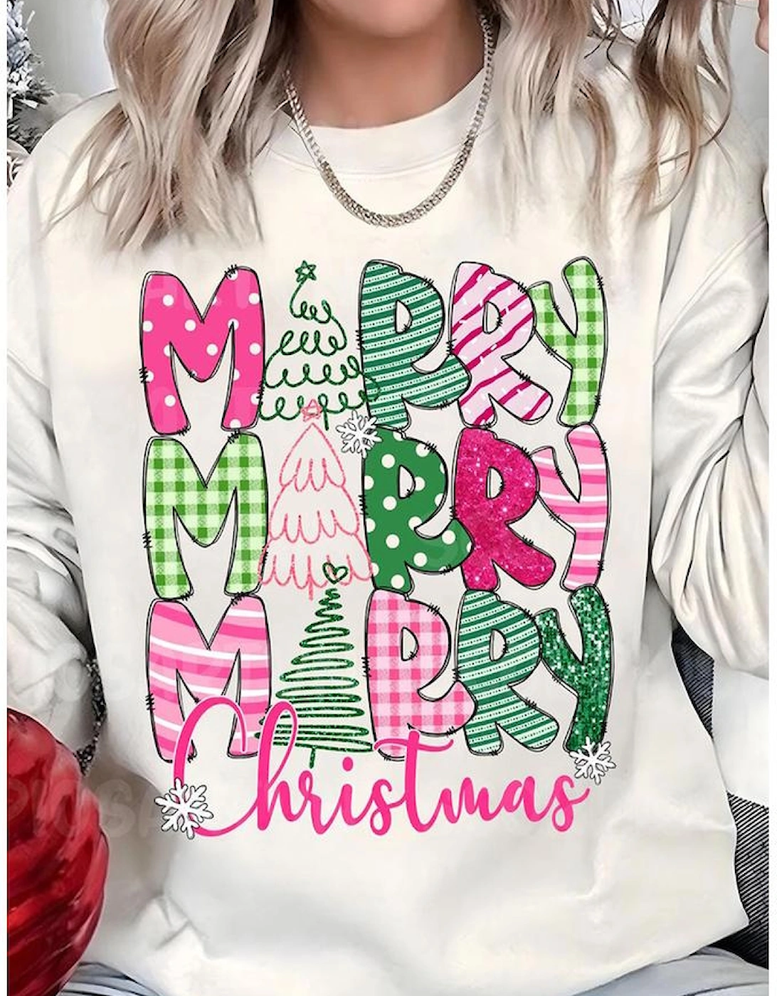 Beige MERRY Christmas Printed Drop Shoulder Pullover Sweatshirt