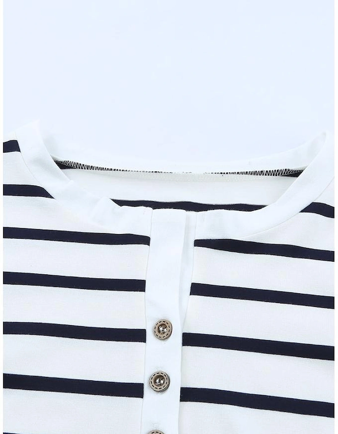 Long Sleeve Stripe Button Henley Top