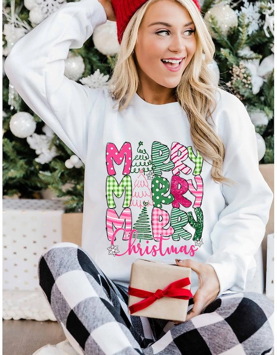 Beige MERRY Christmas Printed Drop Shoulder Pullover Sweatshirt