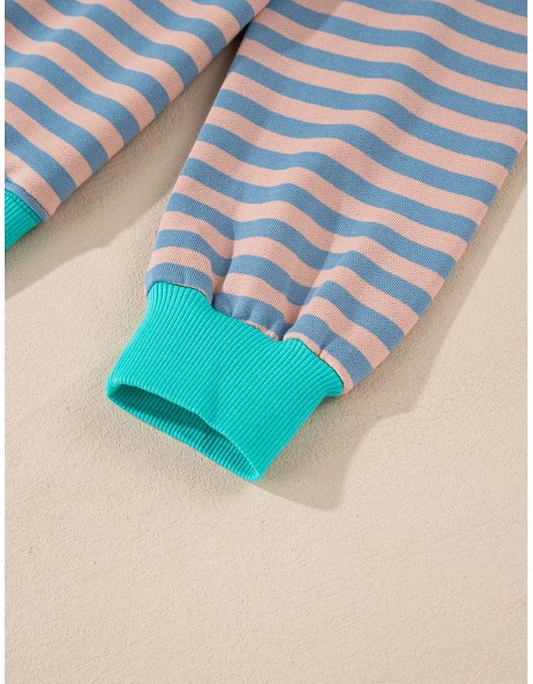 Racing Red Striped Contrast Ribbed Trim Crossed Stitch Drop Shoulder Sweatshirt