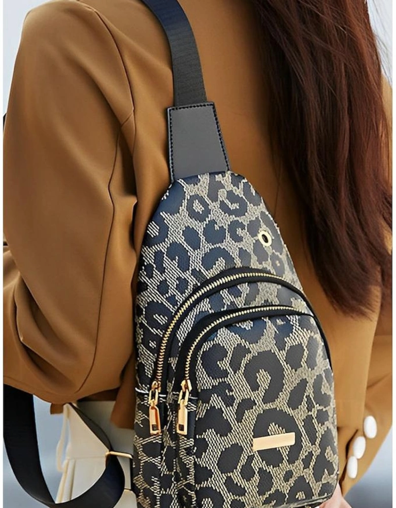 Leopard Print PU Sling Bag