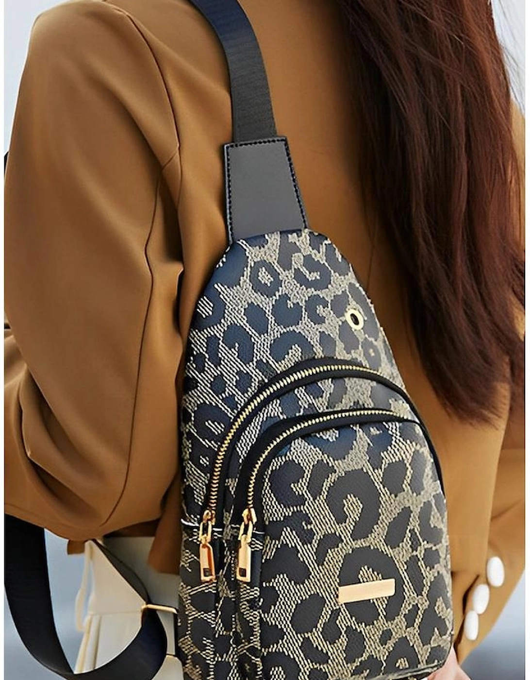 Leopard Print PU Sling Bag