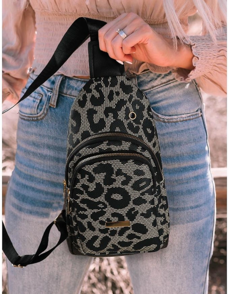 Leopard Print PU Sling Bag
