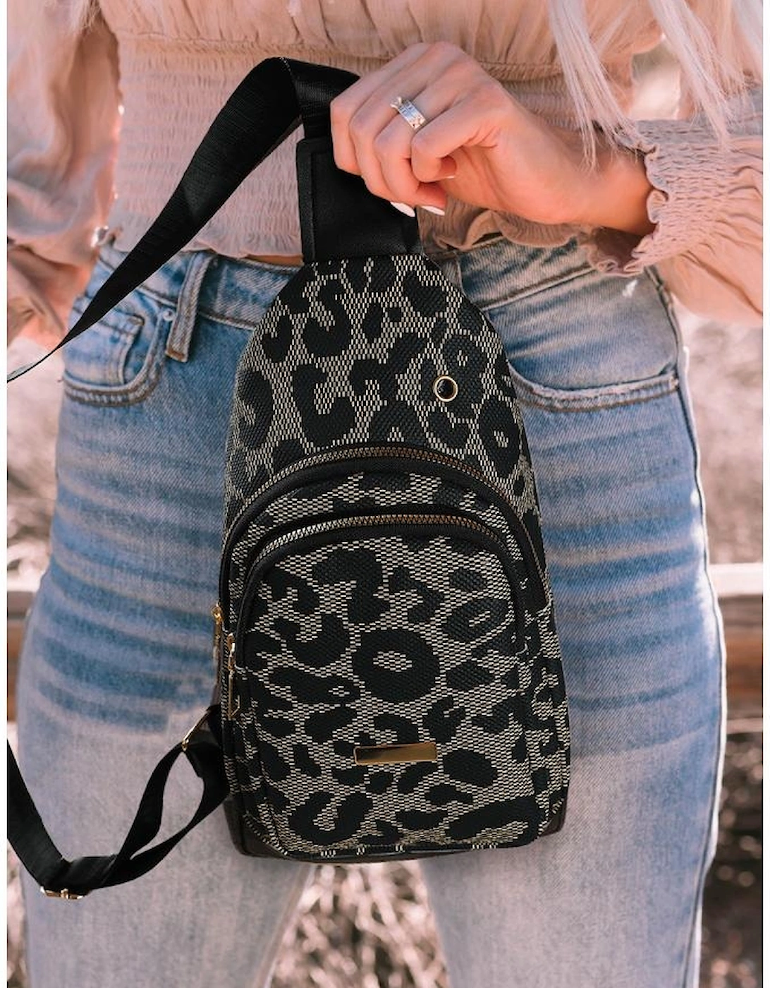 Leopard Print PU Sling Bag
