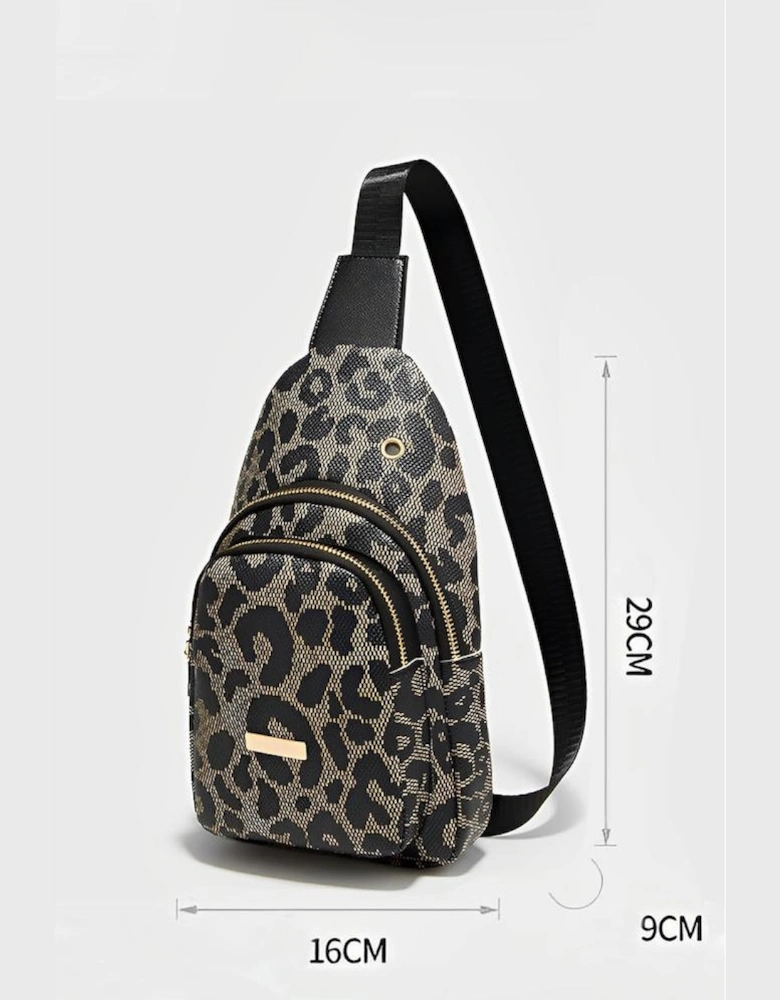 Leopard Print PU Sling Bag