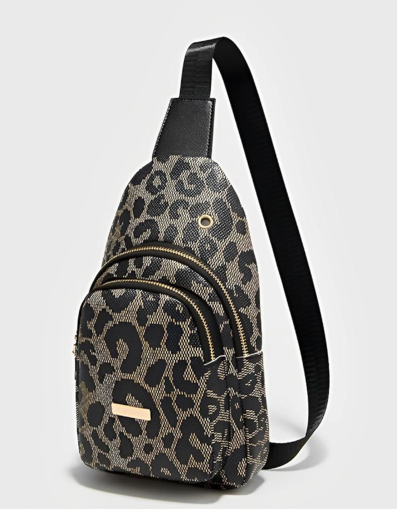 Leopard Print PU Sling Bag