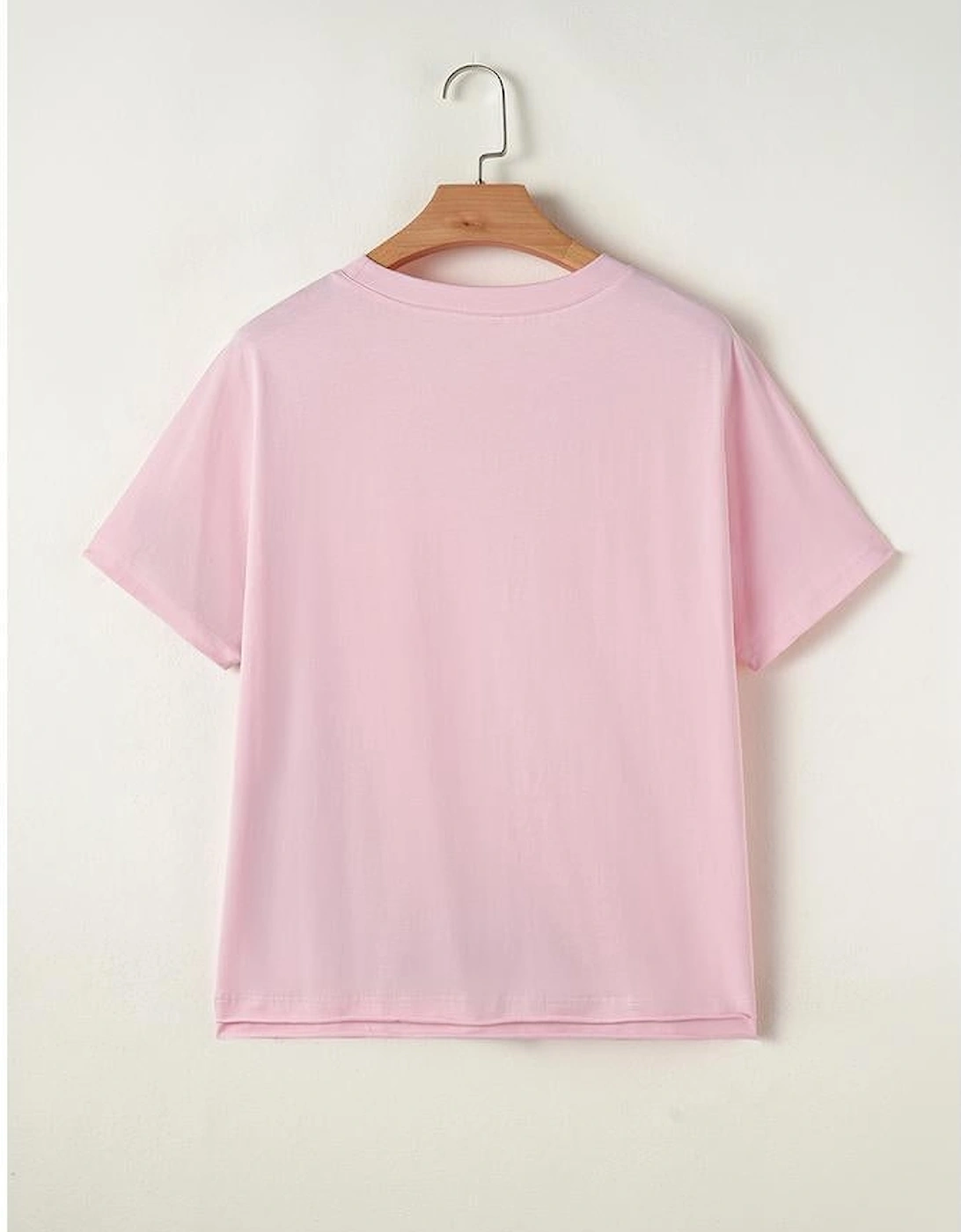 Pink Color Block Patchwork Seamed Crewneck T Shirt