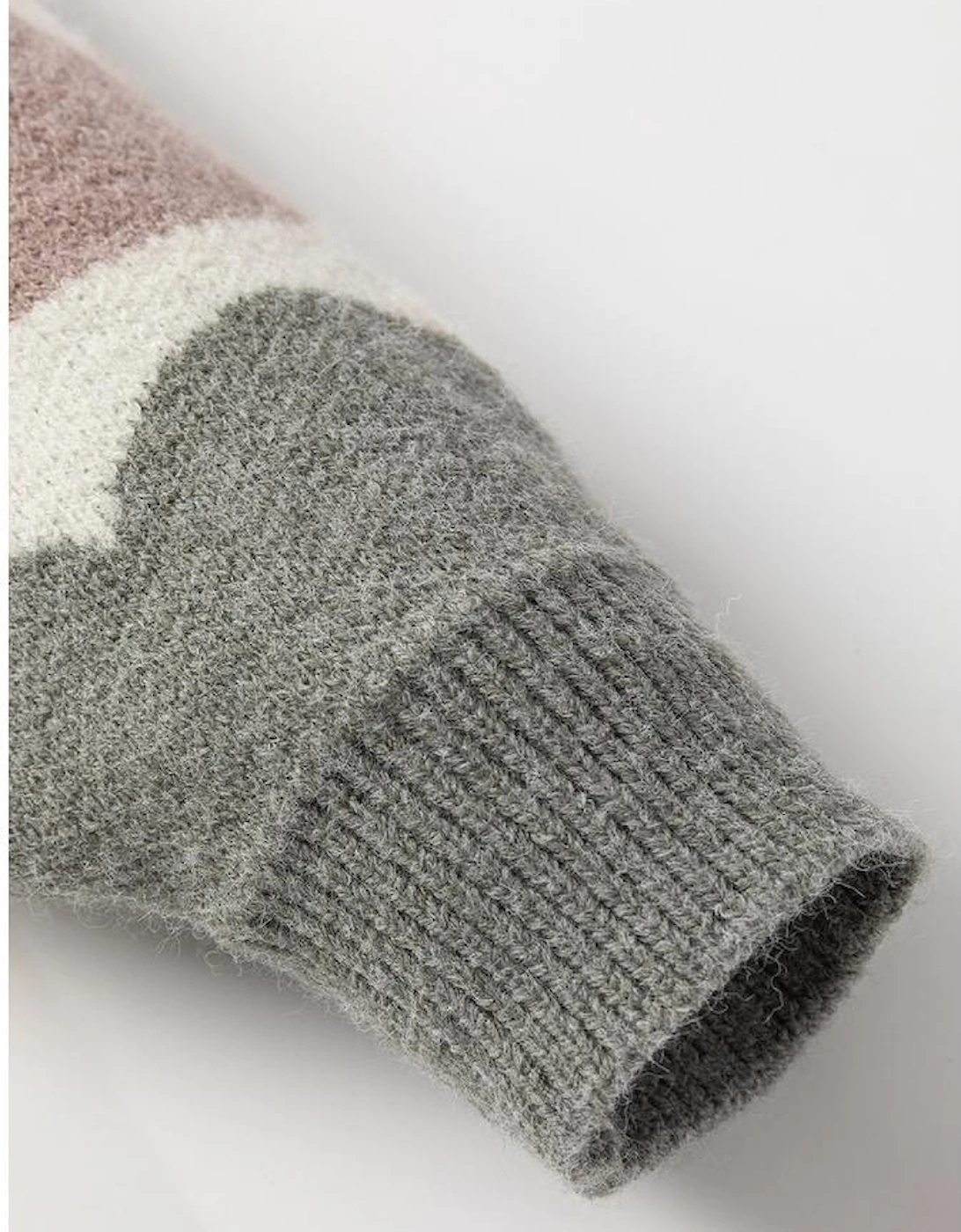 Gray Wave Striped Balloon Sleeve Drop Shoulder Sweater