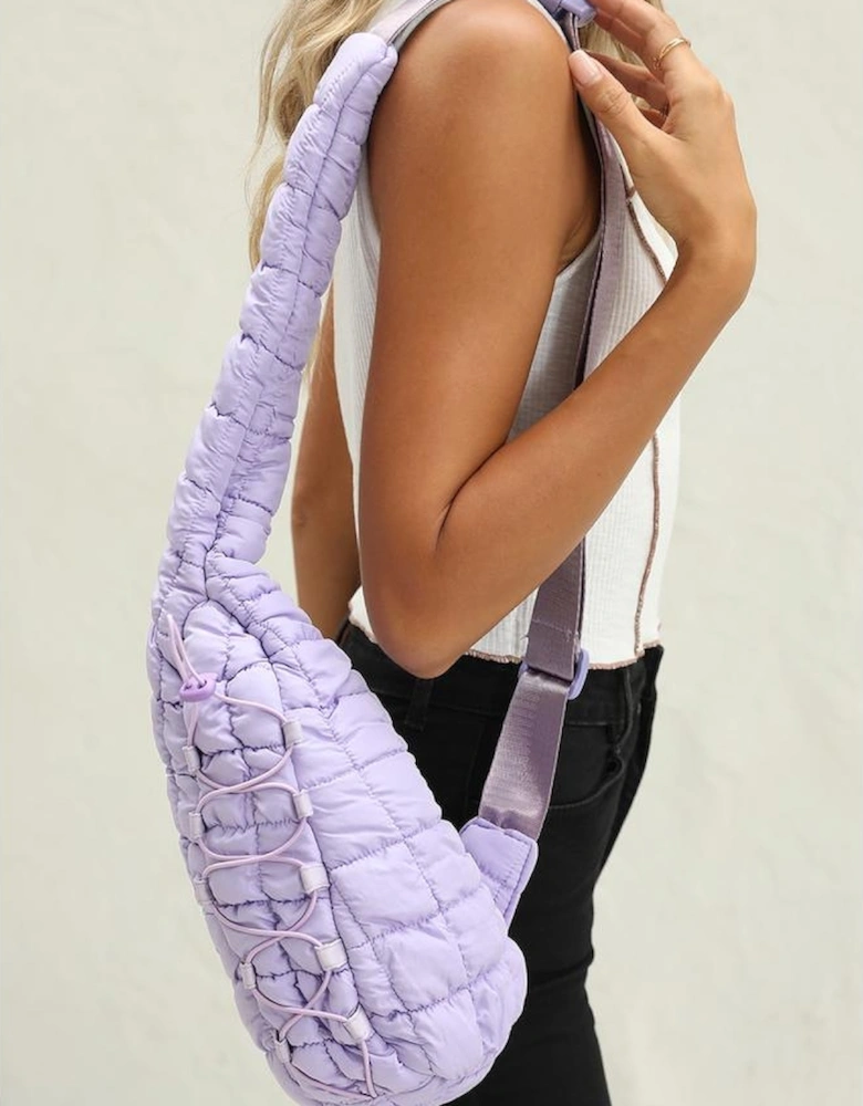 Wisteria Marshmallow Quilted Drawstring Decor Sling Bag