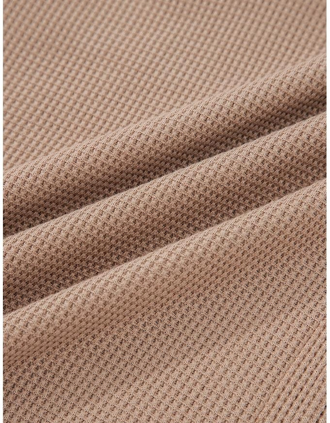 Straw Yellow Waffle Stripe Plaid Patchwork Henley Knit Top