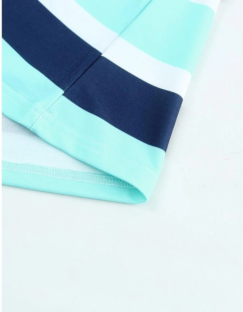 Multi Striped Drawstring Long Sleeve Hoodie