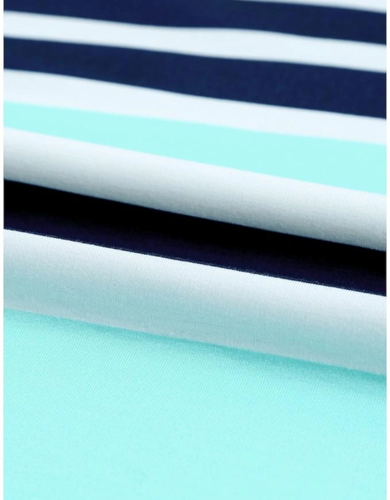 Multi Striped Drawstring Long Sleeve Hoodie