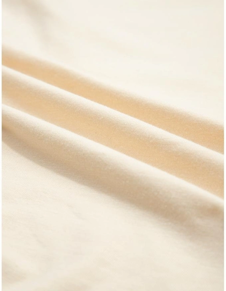 Apricot Flower Patched Exposed Stitching Trim Crew Neck Loose Tee