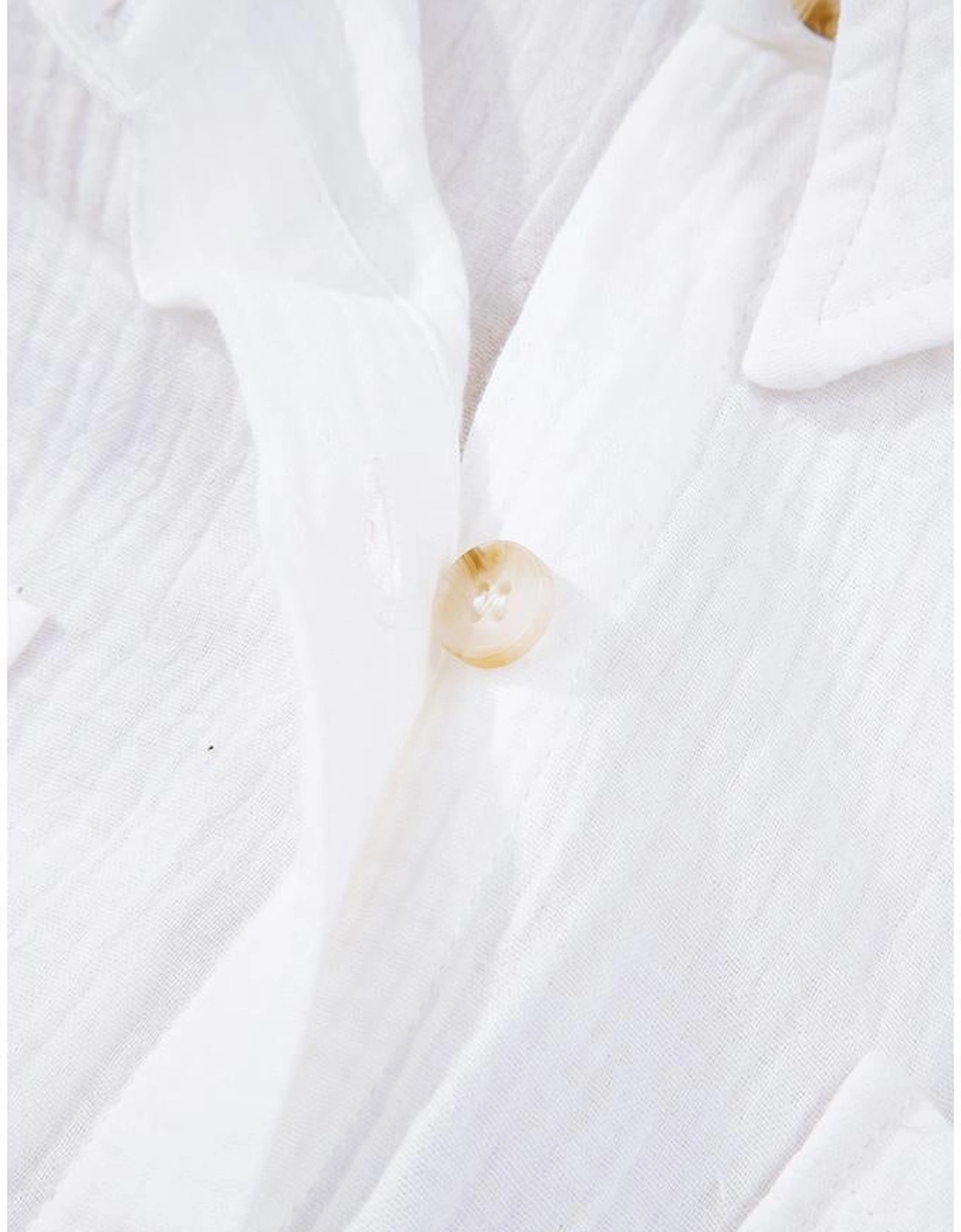 White Cotton Gauze Lace Patchwork Long Sleeve Shirt