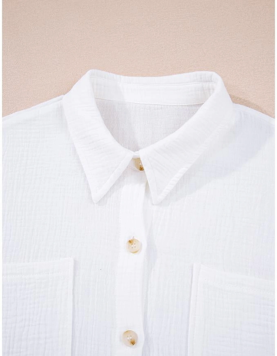 White Cotton Gauze Lace Patchwork Long Sleeve Shirt