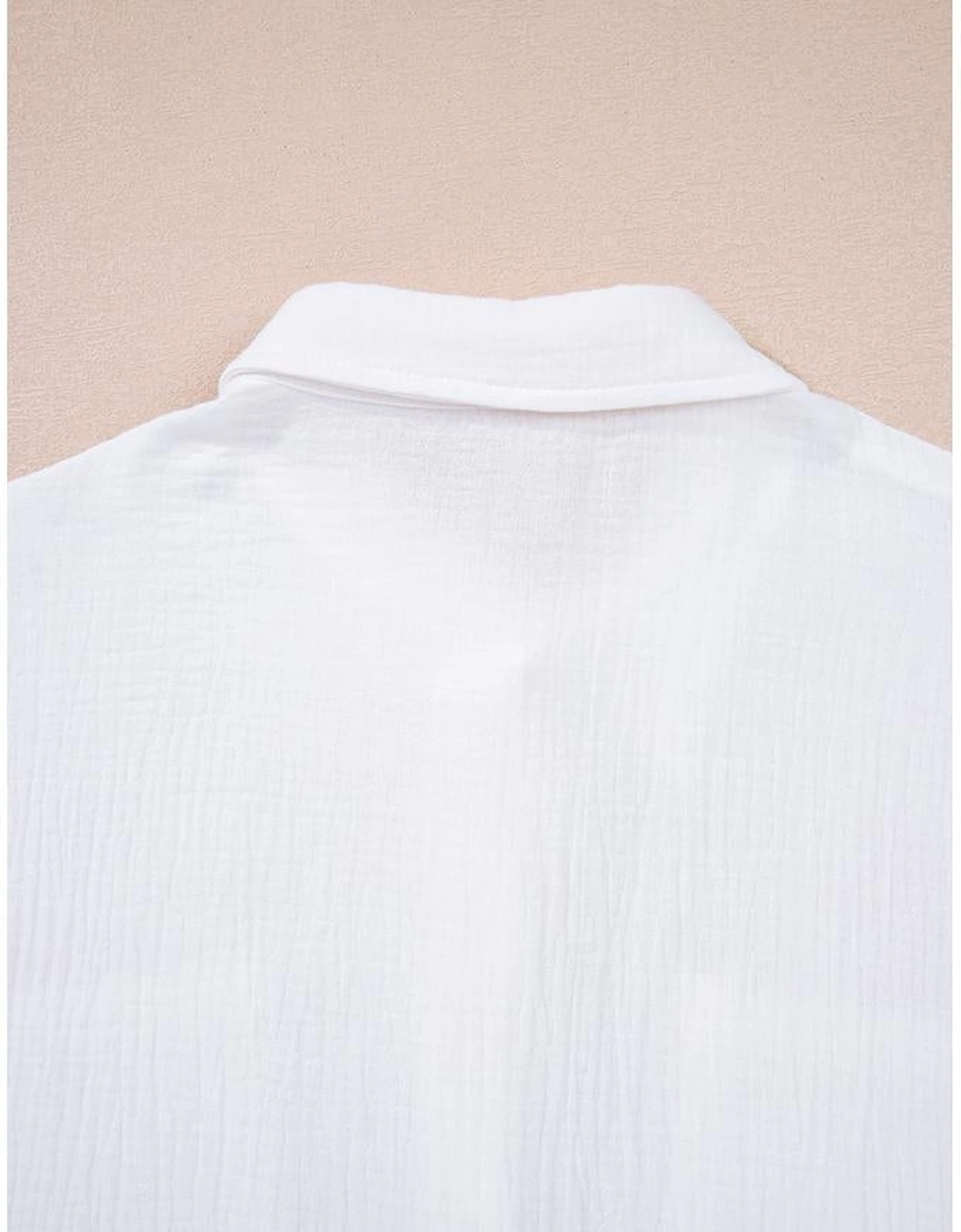 White Cotton Gauze Lace Patchwork Long Sleeve Shirt