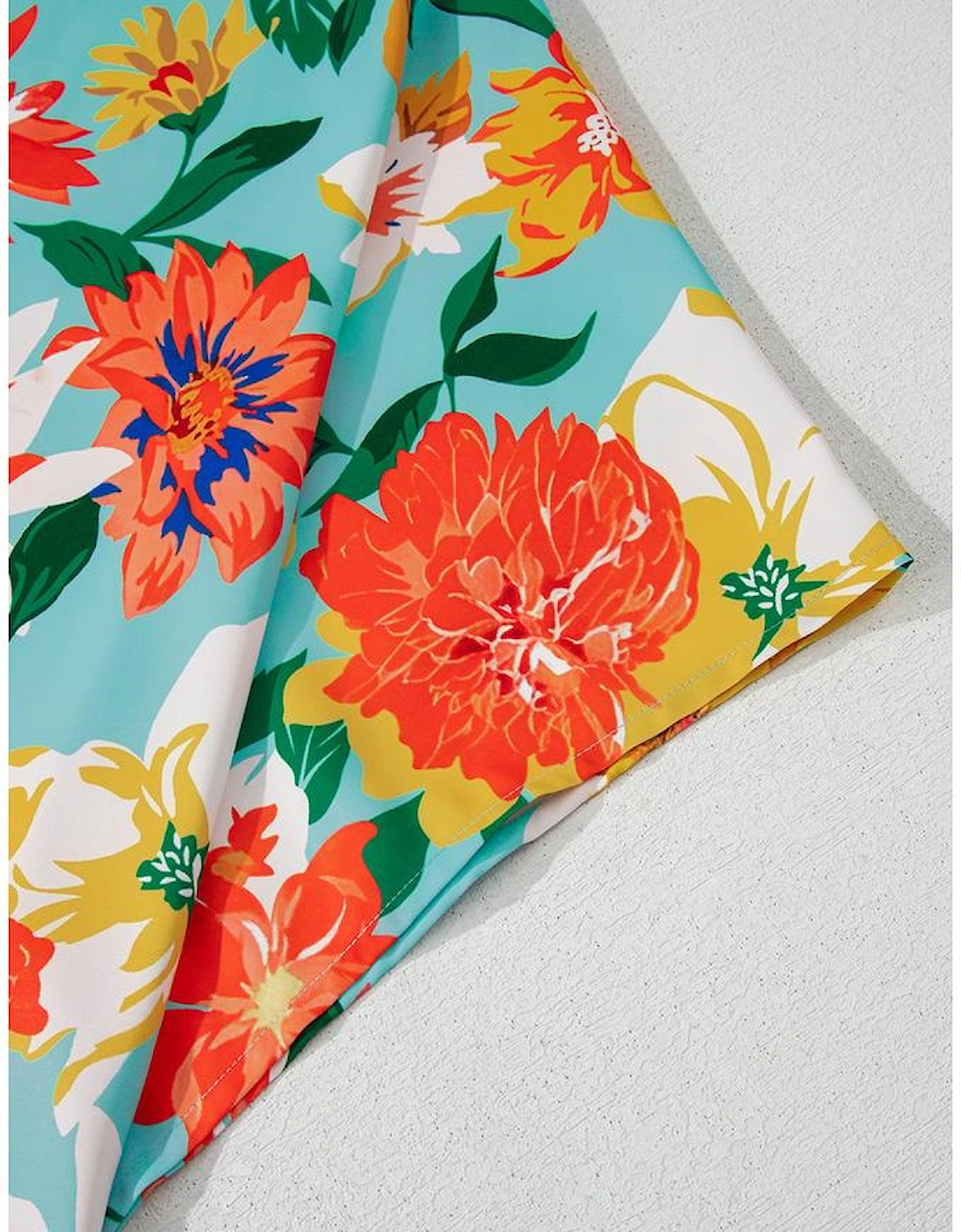 Sky Blue Plus Size Floral Print V Neck Batwing Sleeve Blouse