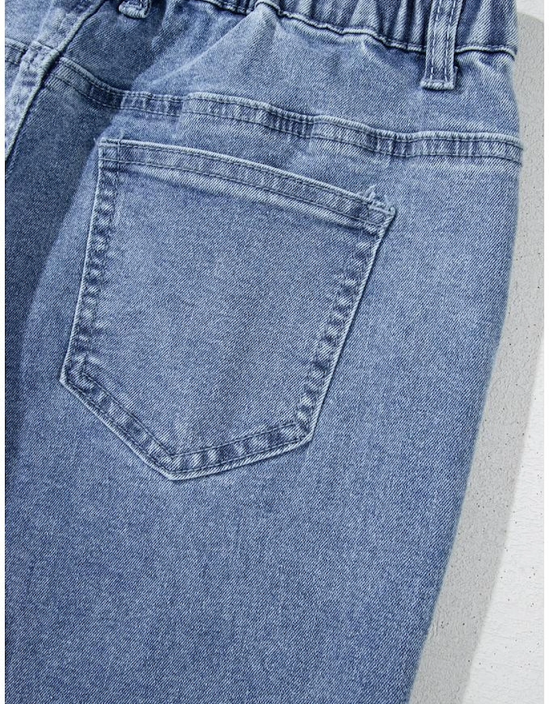 Dusk Blue Foiled Star Patchwork Straight Leg Loose Jeans