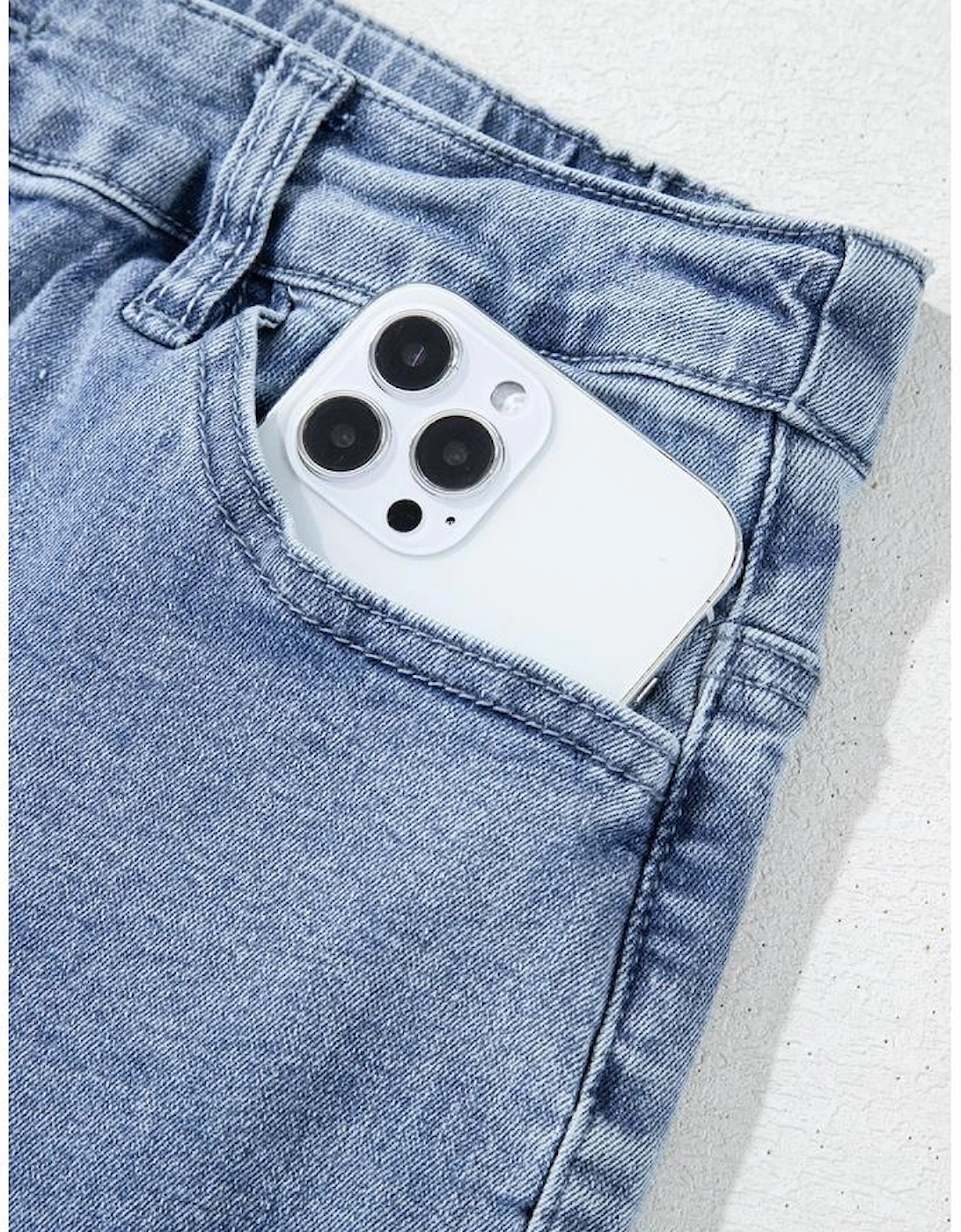 Dusk Blue Foiled Star Patchwork Straight Leg Loose Jeans