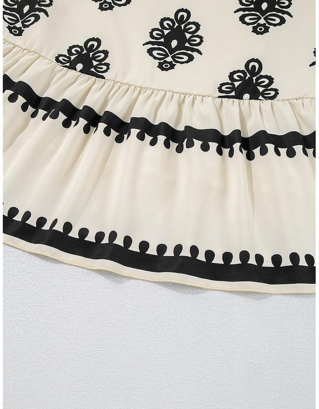 Beige Geometric Printed Sleeveless Hollowed Bowknot Back Mini Dress