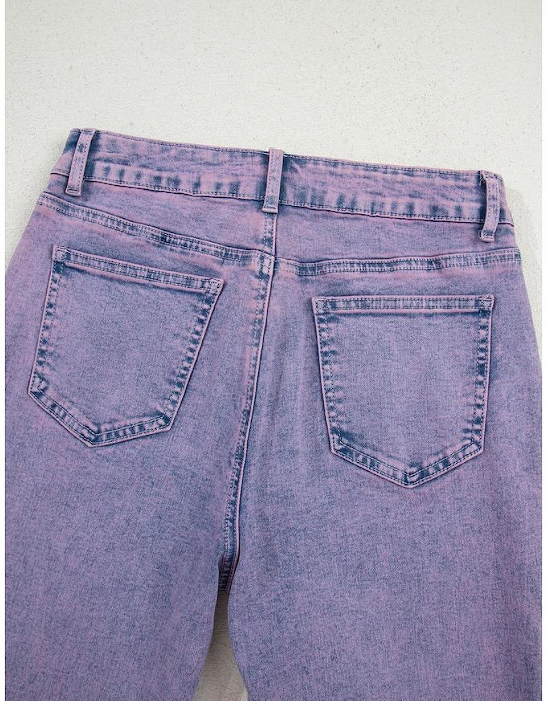 Orchid Petal Vintage Wash Frayed Hem Ankle-length Jeans