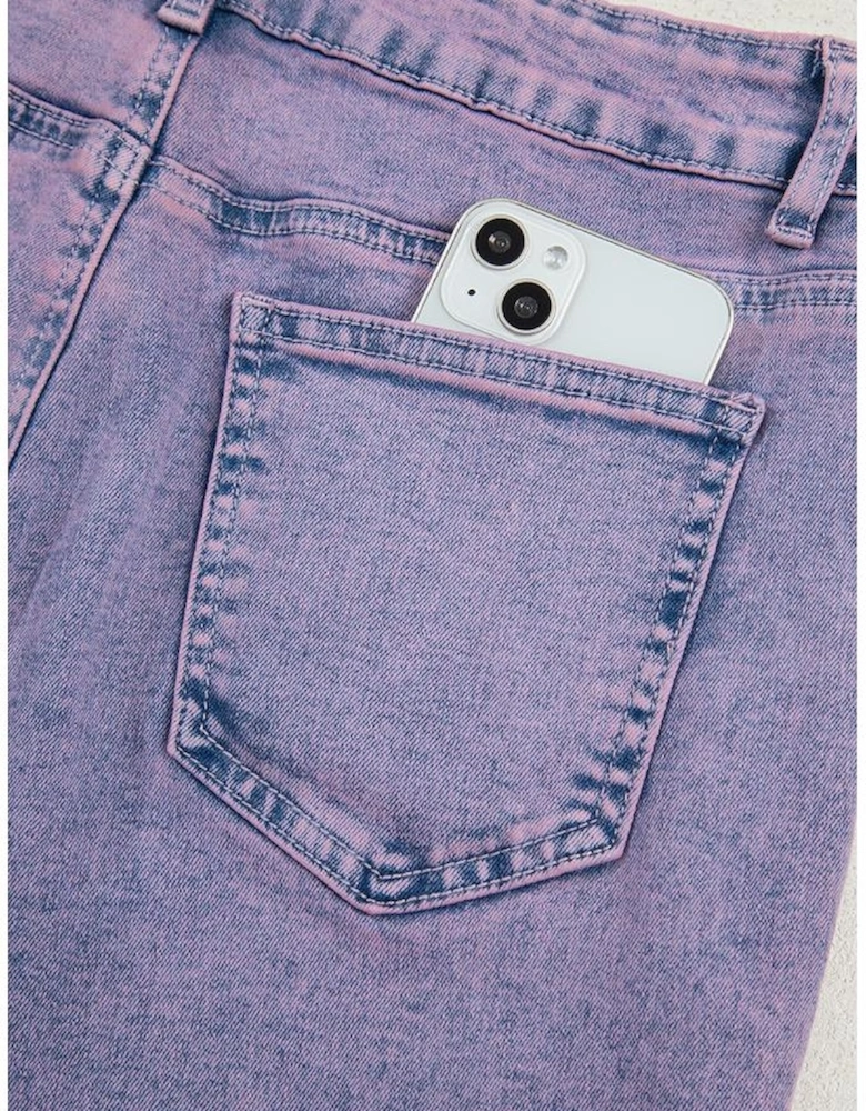 Orchid Petal Vintage Wash Frayed Hem Ankle-length Jeans