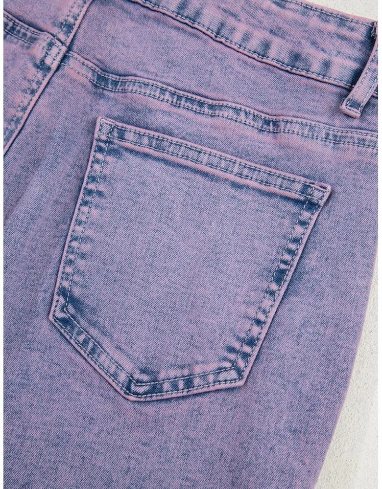 Orchid Petal Vintage Wash Frayed Hem Ankle-length Jeans