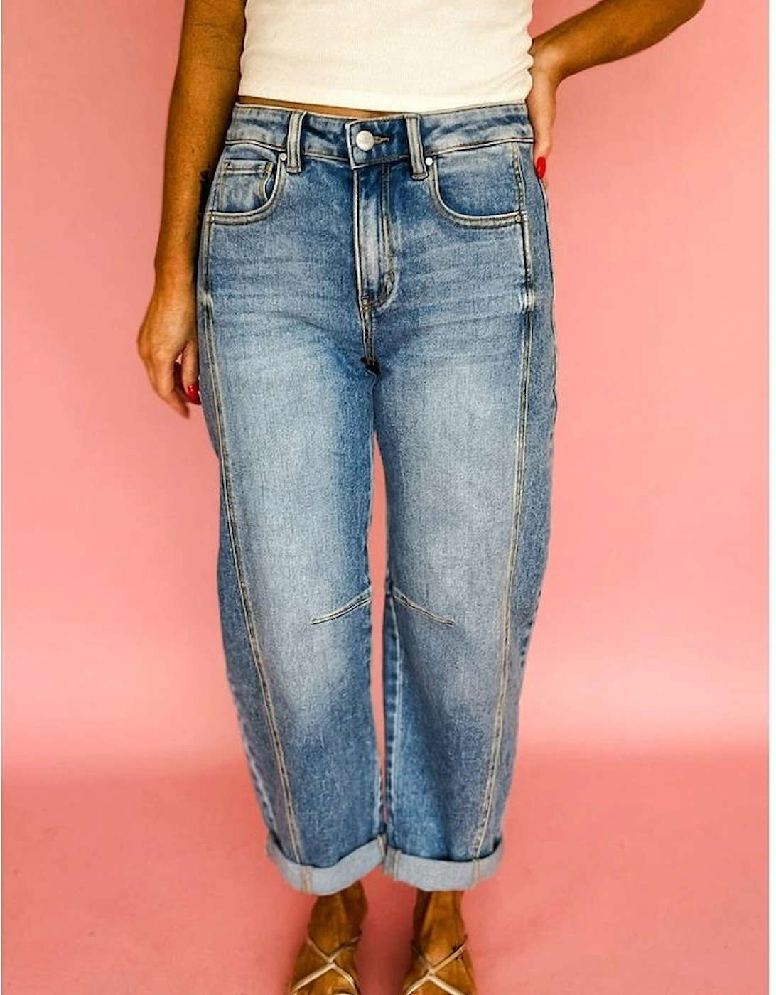 Dusk Blue Vintage Washed Seam Detail Shift Jeans