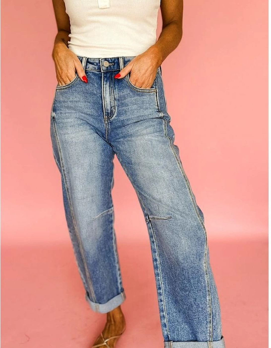 Dusk Blue Vintage Washed Seam Detail Shift Jeans