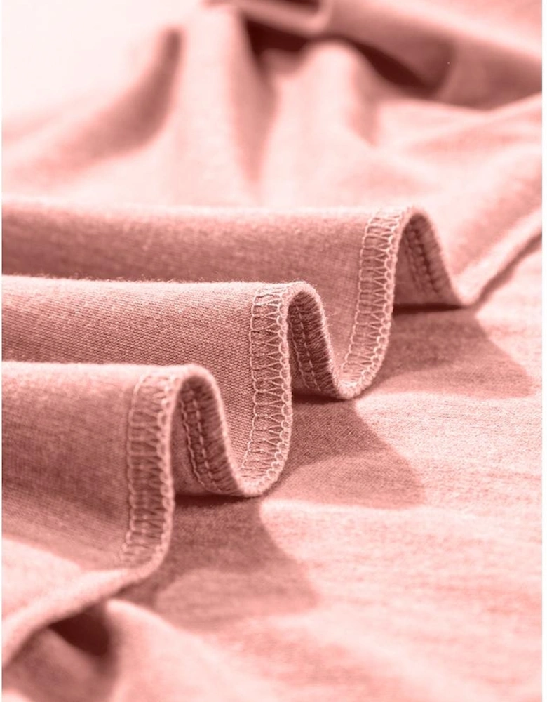 Rose Pink Center Seam Rolled Cuffs T-shirt Dress