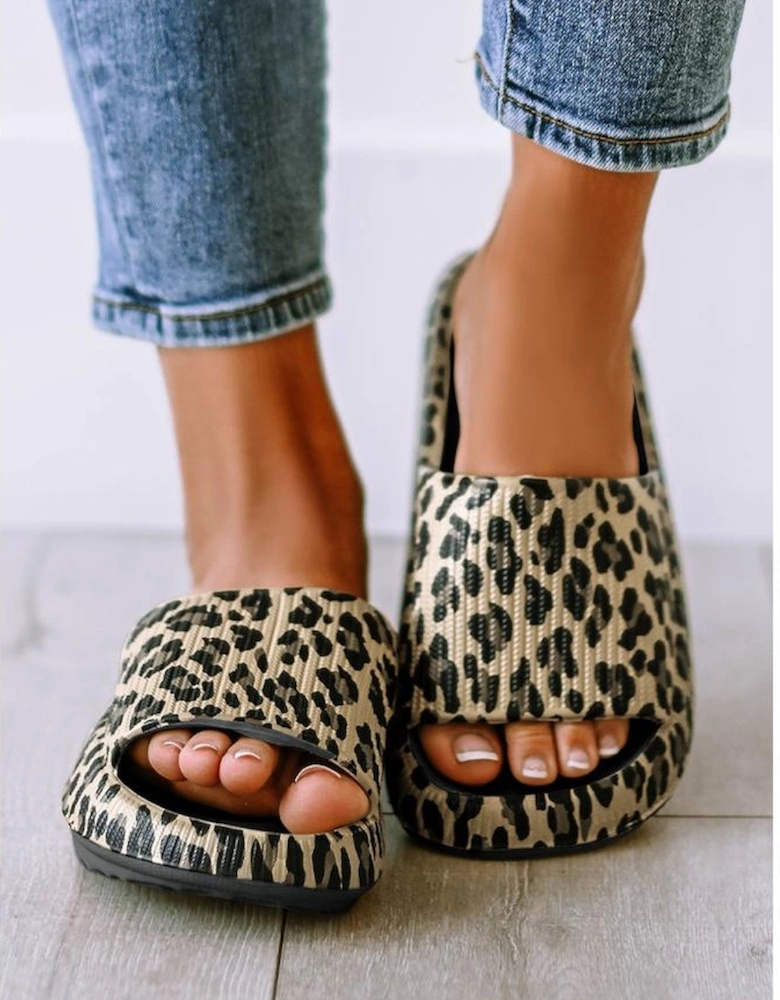 Black Print Thick Sole Slip On Slippers
