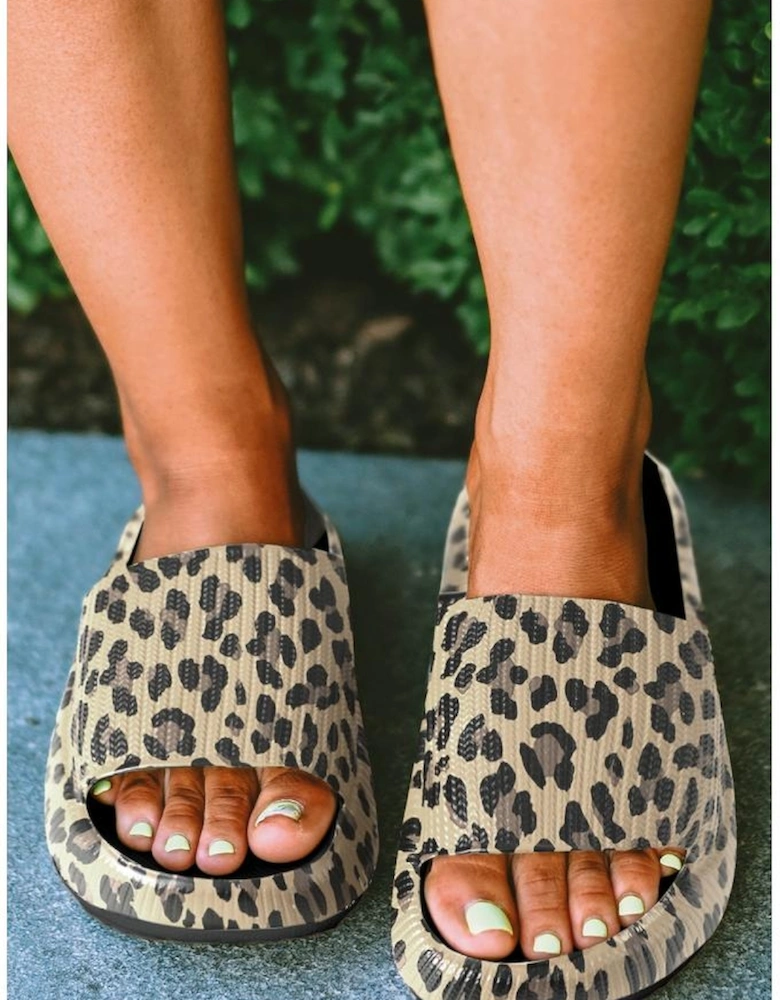 Black Print Thick Sole Slip On Slippers