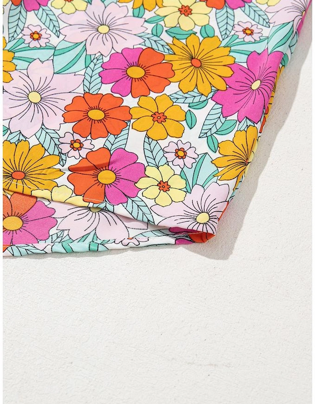 Yellow Floral Print Shirred Tiered Ruffled Sleeve Blouse