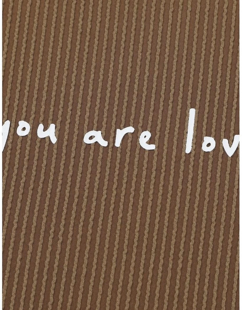 Khaki You Are Loved Print Corduroy Sweatshirt