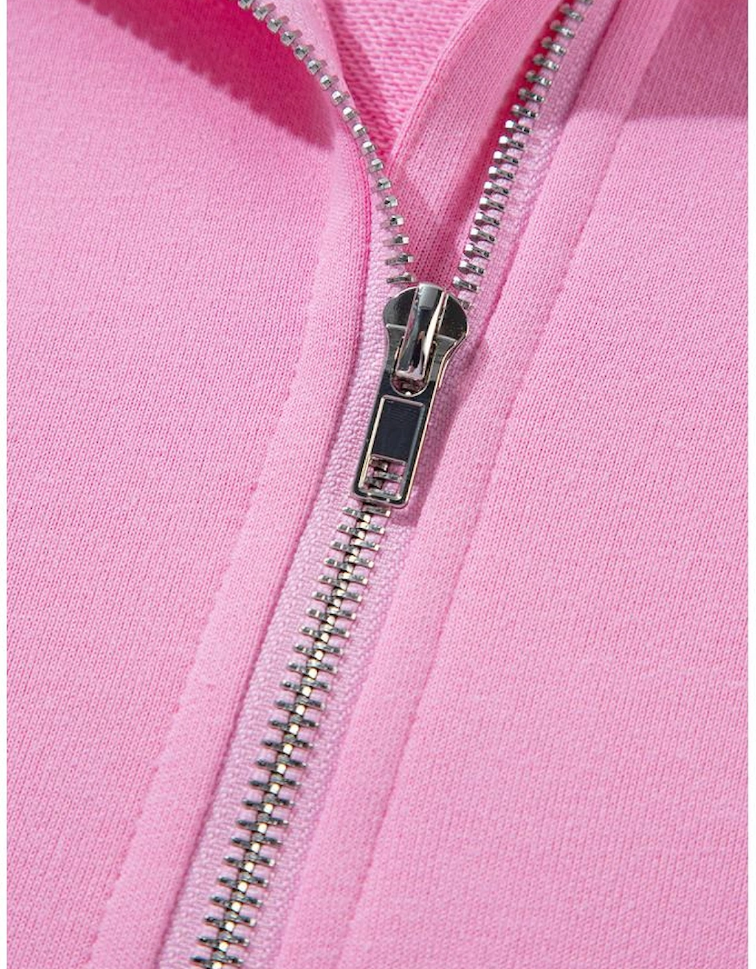 Bonbon Half Zipper Kangaroo Pocket Short Sleeve Hoodie